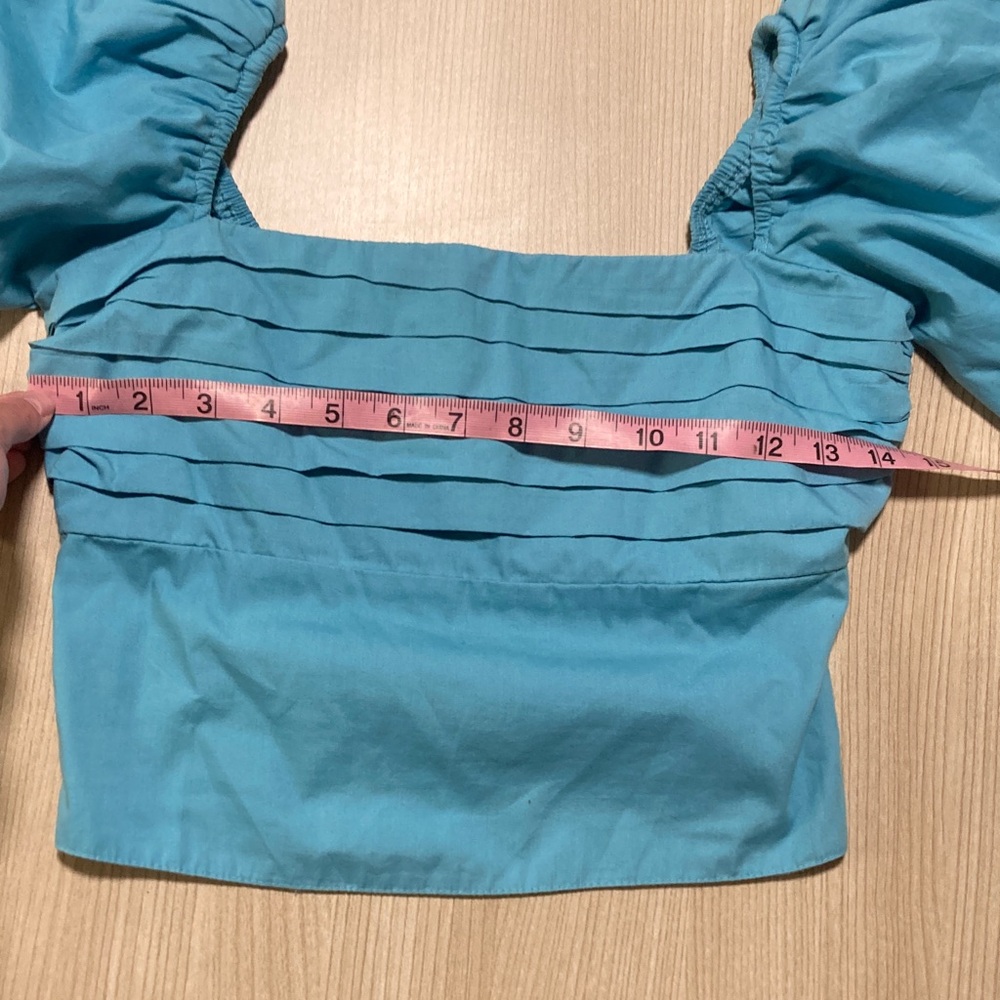Abercrombie & Fitch Blue Puff Sleeve Blouse - Picture 5 of 5